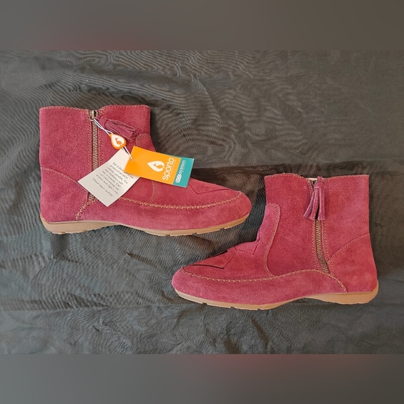 Sporto Shoes - ❗ NWT Sporto Leather Faux Fur Women's Tawny Burgundy Tan Embroidered Boots 9.5